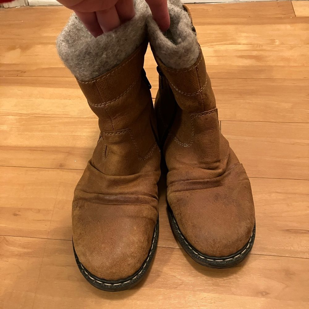 Rieker Brown Leather Ankle Boots with Wool Lining Size 37